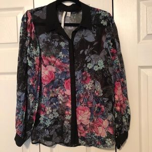 LC by Lauren Conrad floral collared shirt